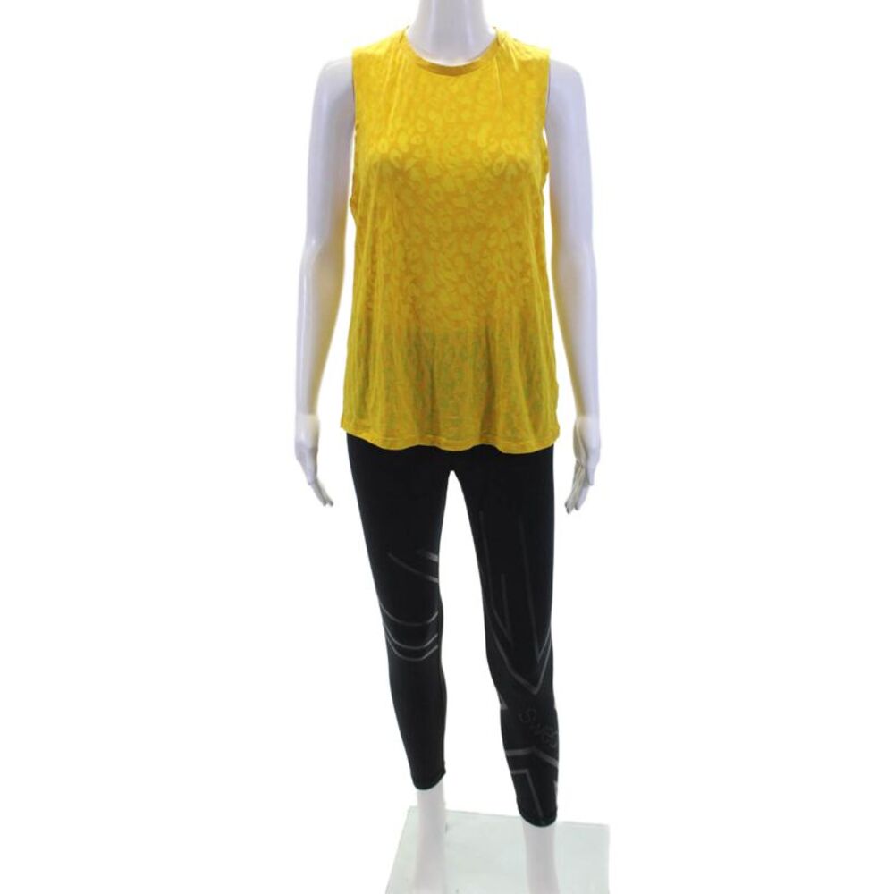 Sweaty Betty Womens Animal Print Sleeveless Tank Leggings Set Yellow Size S
